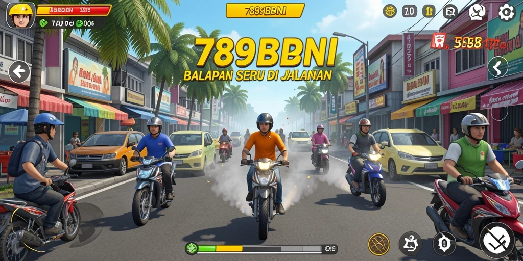 Tampilan gameplay seru dalam 789BNI dengan balapan mendebarkan.