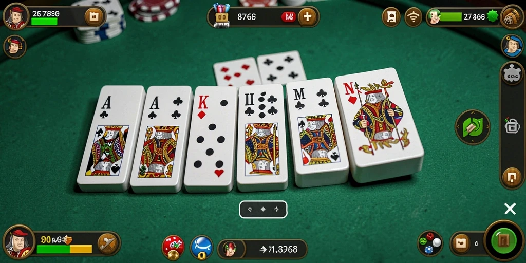Screenshot gameplay 8768 menampilkan aksi seru permainan Domino.