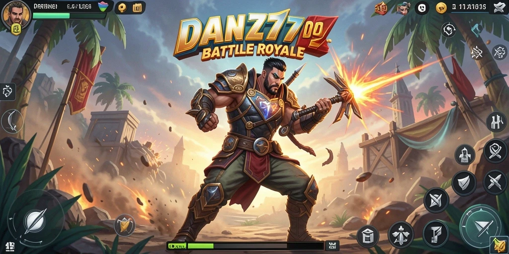 Screenshot utama menunjukkan aksi seru gameplay Battle Royale di DAN777.