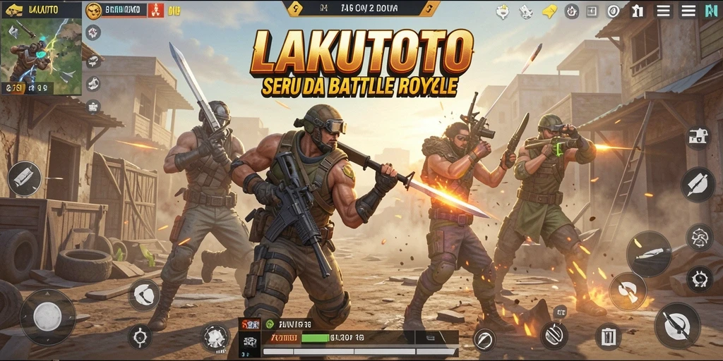Tangkapan layar dari gameplay seru di LAKUTOTO tentang pertarungan di Battle Royale.