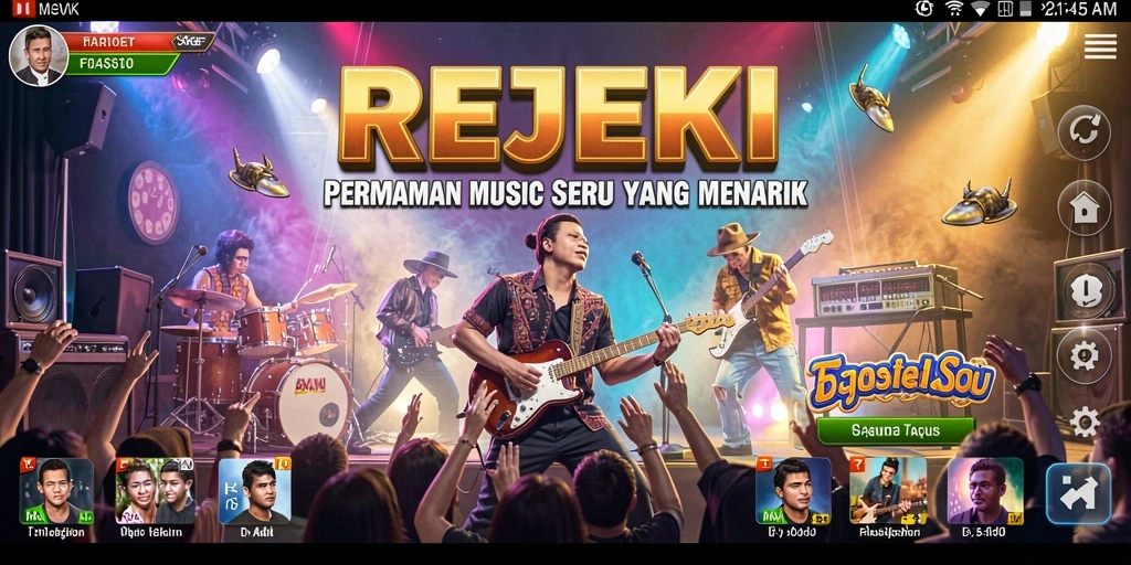 Tampilan gameplay seru dari REJEKI dengan berbagai pilihan lagu.