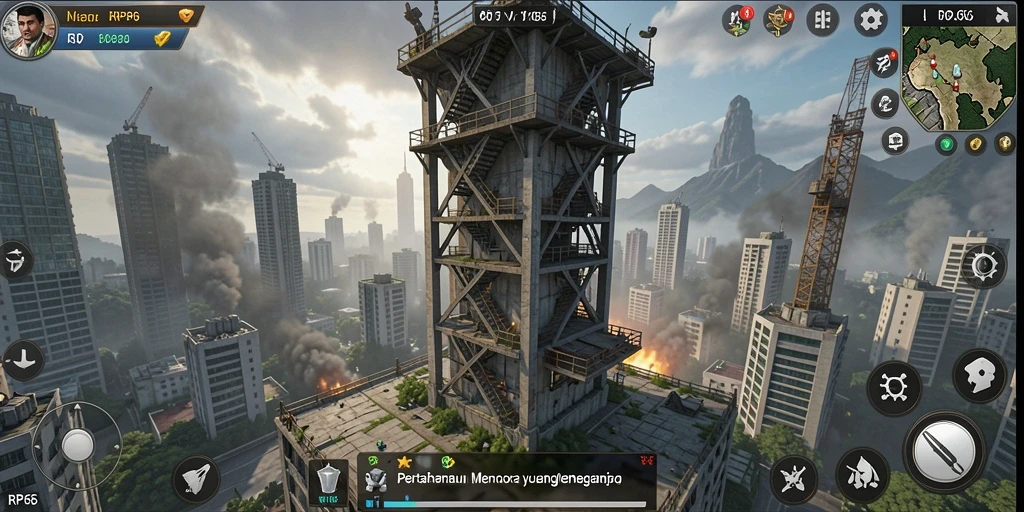 Screenshot menunjukkan aksi seru di gameplay Tower Defense RP66.