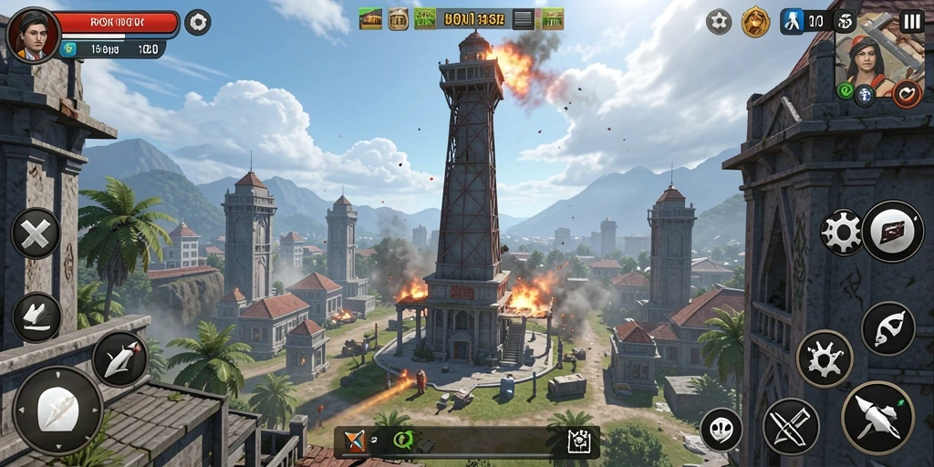 Screenshot gameplay RPOK yang menunjukkan aksi Tower Defense yang intens.
