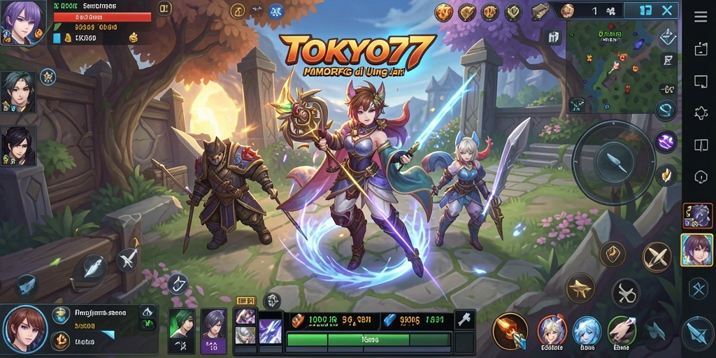 Screenshot gameplay TOKYO77 menampilkan pertempuran epik dalam dunia MMORPG.